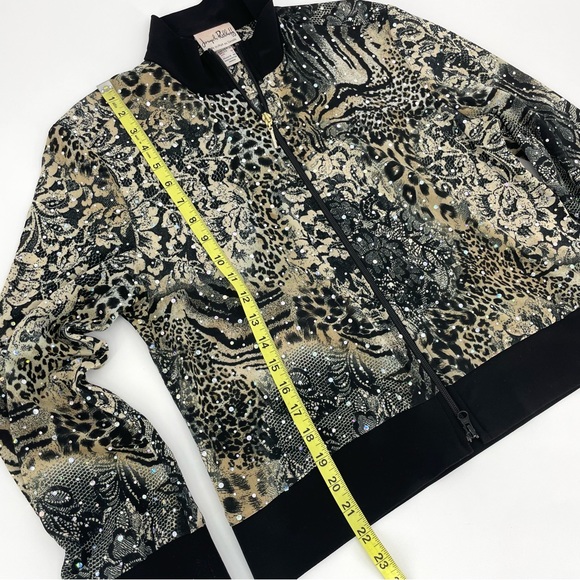 Joseph Ribkoff Animal Sequened Jacket Sheer Long Sleeve Stretch Embellished Top - Picture 8 of 16